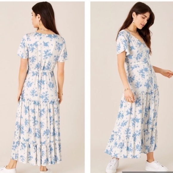 House of Harlow 1960 Floral Metallic Tiered Maxi Dress - Picture 1 of 9